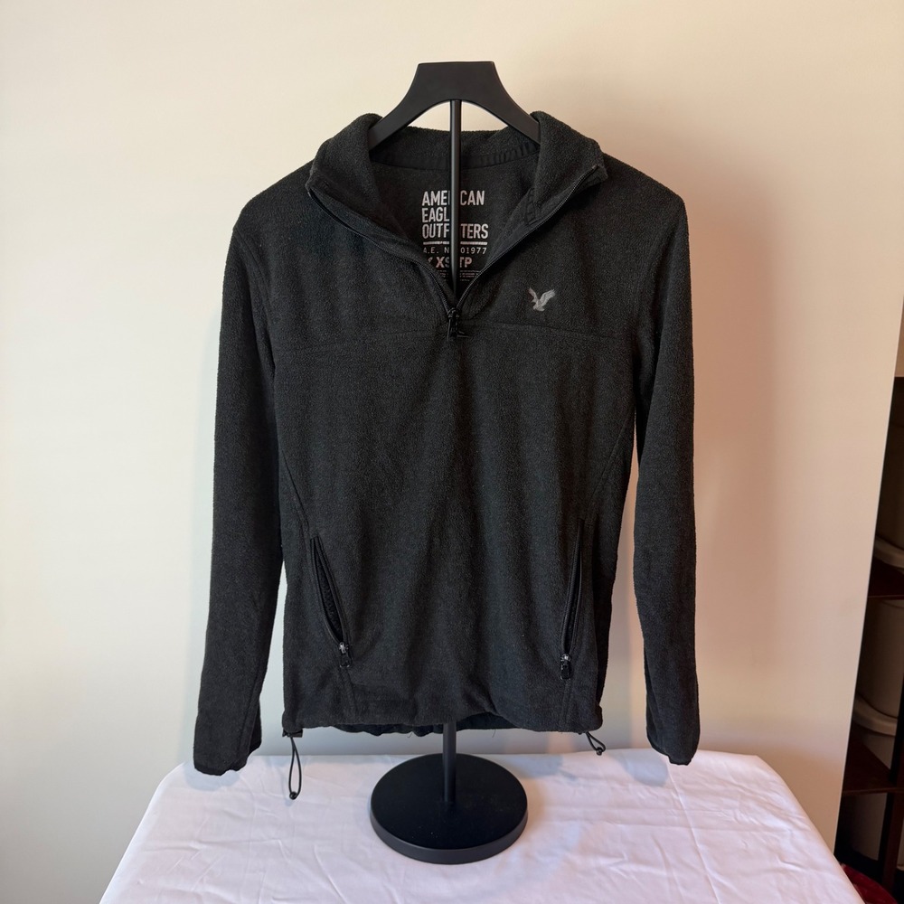 American Eagle Outfitters Womens XS Gray Quarter Zip Fleece Pullover Jacket